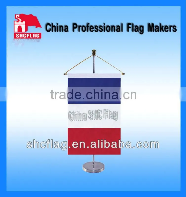 custom national table top flag with metal base and stick