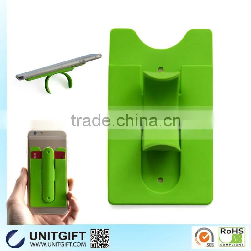 Sticky cellphone card poket Touch U mobile phone stand with silk print logo