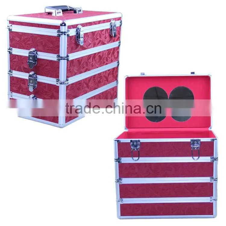 Hot Sell 2015 New Products Red Sequin Aluminum Professional Cosmetic Case