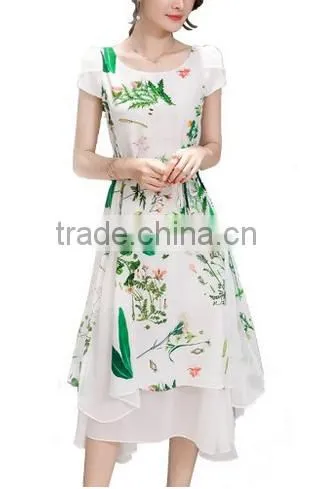 Womens Vintage Floral Printed Cap Sleeve Tea Dress with Belt