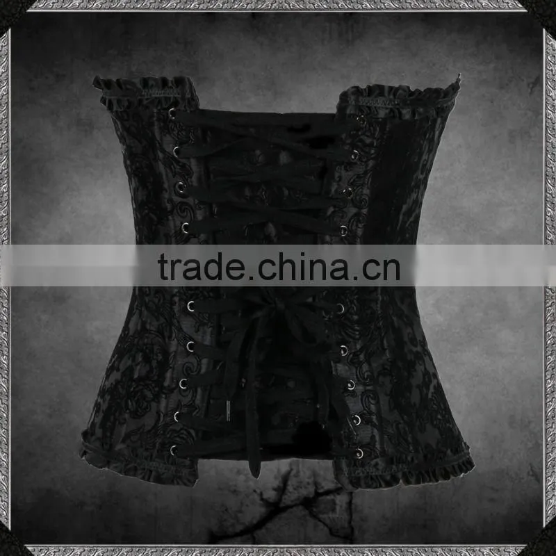 2014 New Fashion Gothic Black Steel Bone Gorgeous overbust corset 7398