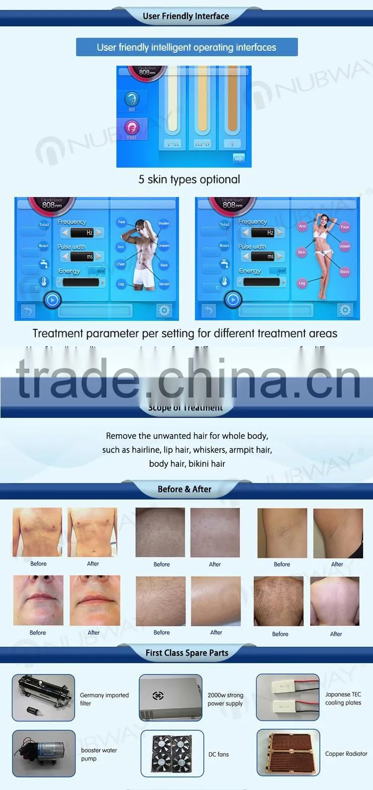 Most effective dark skin hair removal! diode laser permanent hair removal device