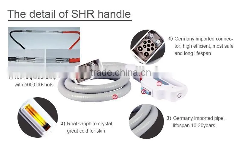 Top technology Usa imported xenon flash lamp 50,0000 shot times handle hair removal ellipse ipl machine