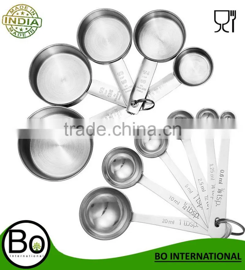 11-Piece Stainless Steel Measuring Spoons/Cups Set - Premium Stackable Tablespoons Measuring Set for Dry and Liquid Ingre