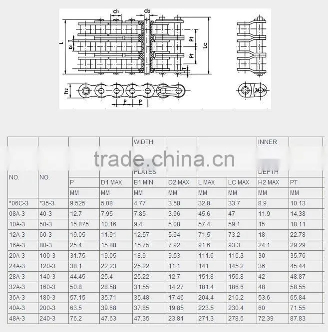 40-3 Short Pitch Roller Chains A Series Triplex
