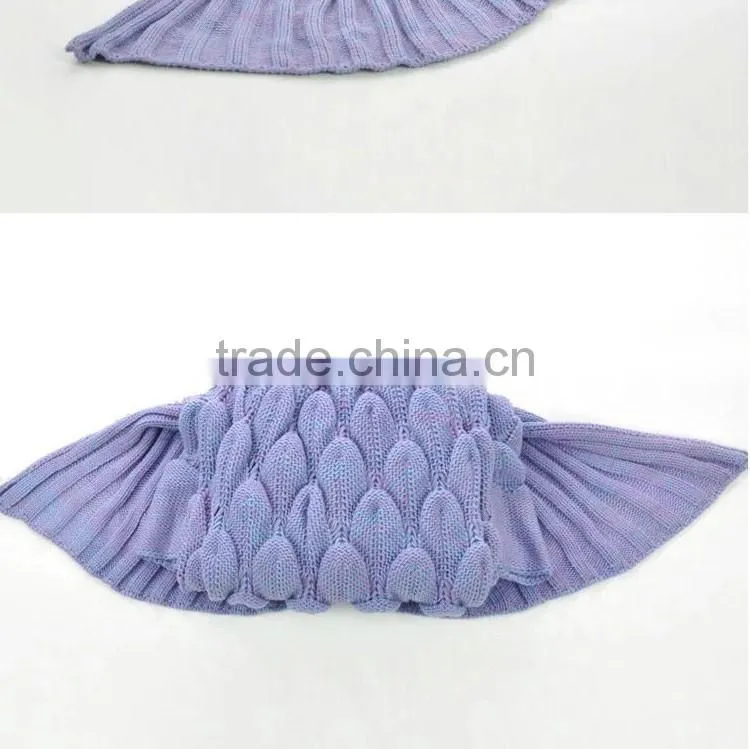 Wholesale custom various colors knitted mermaid tail blanket for children