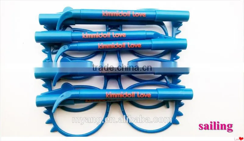 Creative Lovely sun glass style with ball pen for stydent and gift ,Sun Glass Pink Color with Ball Pen 2 in 1