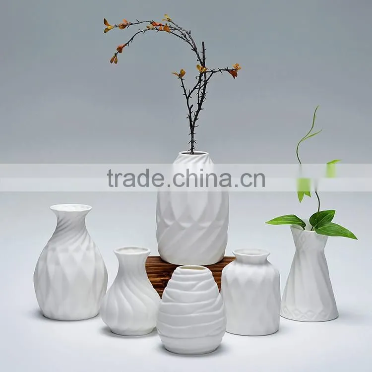 Various types home decoration hydroponics white flower ceramic vase