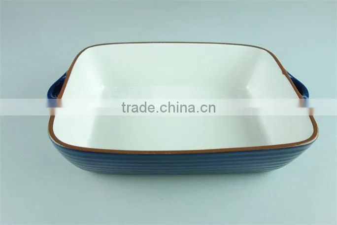 Colorful cute ceramic bakingdish rectangular baking dishes stoneware bakeware with handles