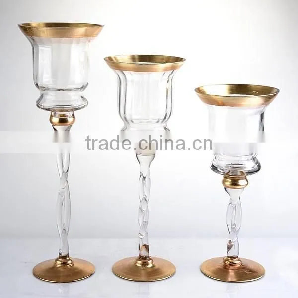 3-tier long-stem gold glass candle holder for christmas