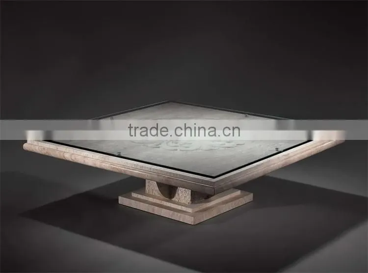 high quality natural marble with glass on top small round coffee table