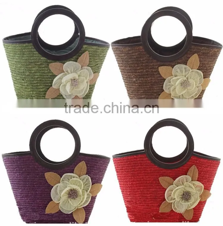 Wholesale yellow beach wheat straw bag