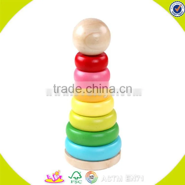 Wholesale hot sale 48 pcs wooden toddler stacking bricks toy teaching aid wooden toddler stacking bricks toy W13D151