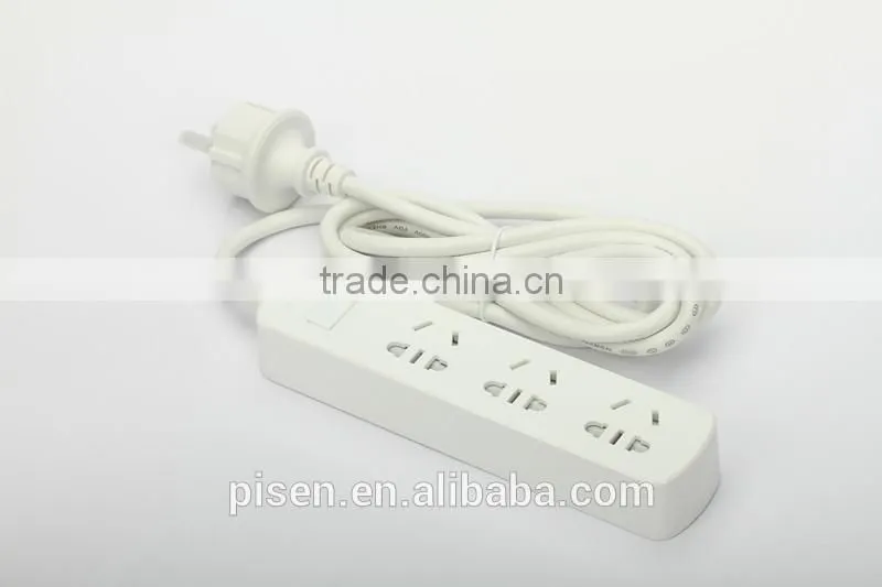 Pisen 1.8m 6ft Cable One Switch Child Protection Euro Plug 3 Outles Power Strip