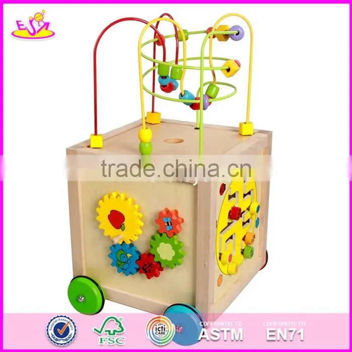 Multi-function 5 in 1 wooden toy activity cube for toddlers W11B136-S