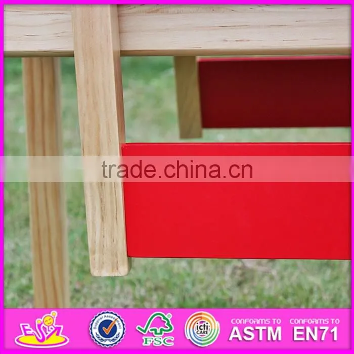 2016 new design home / school / kindergarten red solid wooden toddler table and chairs W08G134
