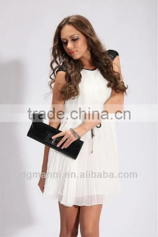 white dress ruffle dress real sample shoulder fashion evening dresses 2013