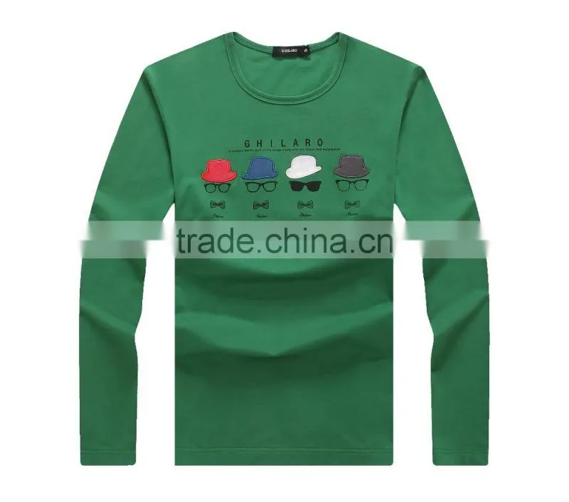 mens cheap brand fashion long sleeve plain cotton t shirt