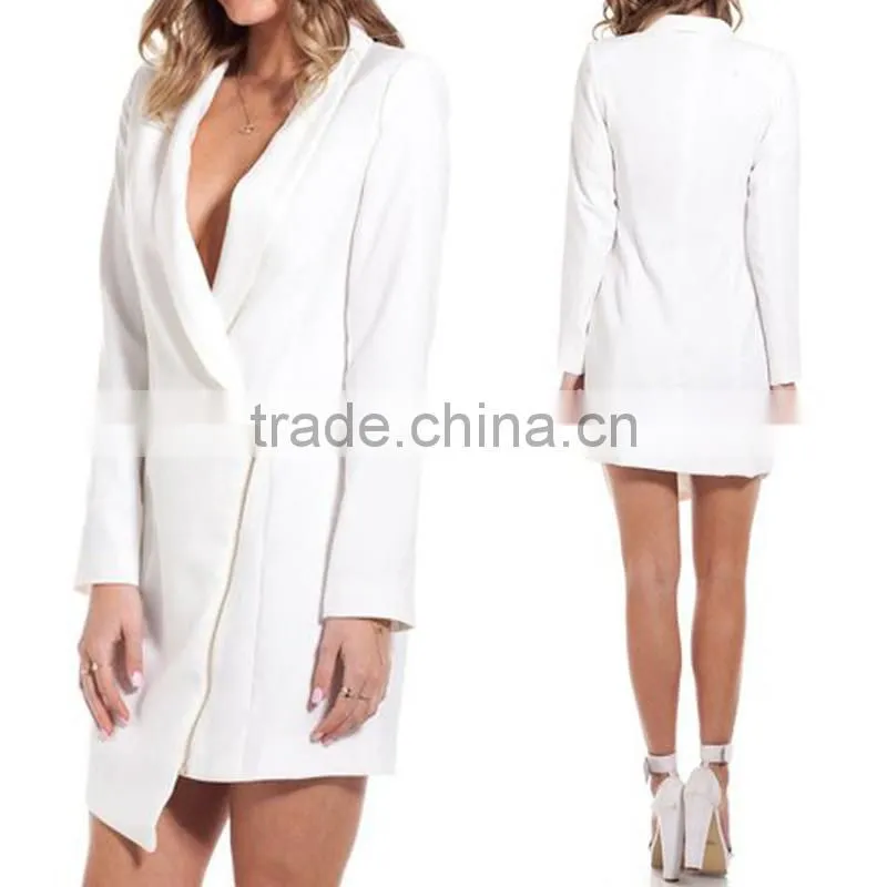 White /Black Fashion Womens Coat Sexy Ladies Zipper Irregular Blazer Jacket Suit