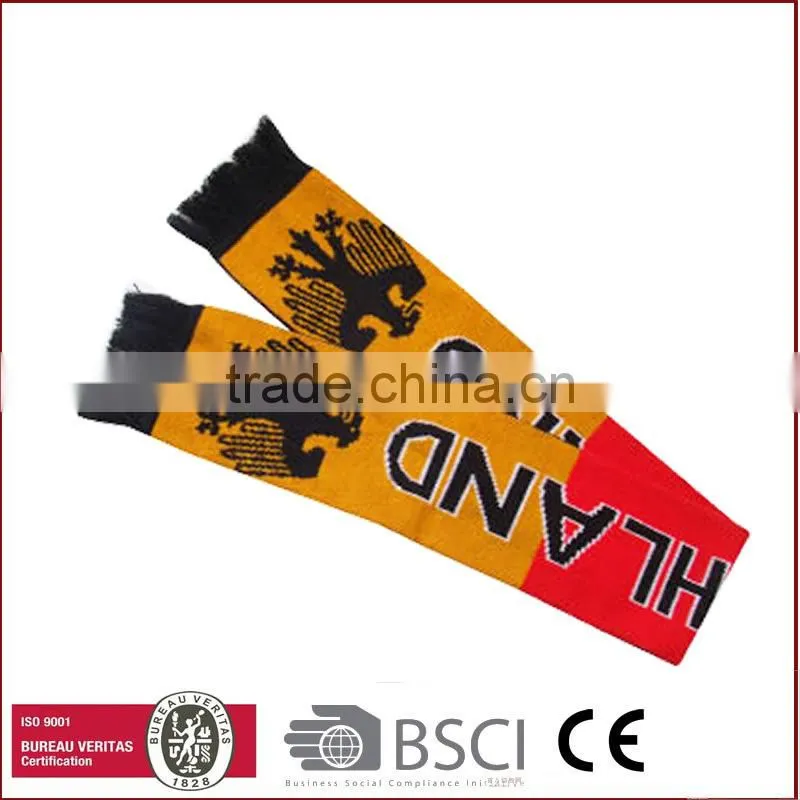 Custom knitted 100% acrylic football match scarf football fan knitted sport scarf