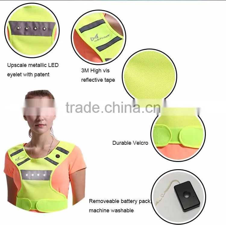 Wildsaver running LED warning summer sports wear men