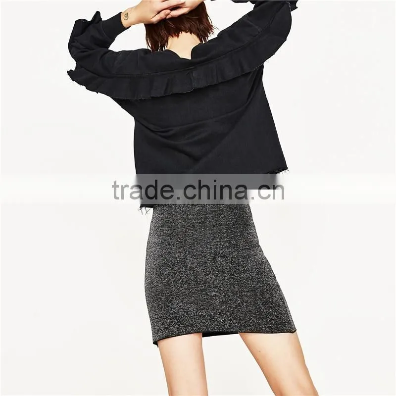 2017 OEM Spring Cozy Elasticated Shiny Tight Mini Skirt