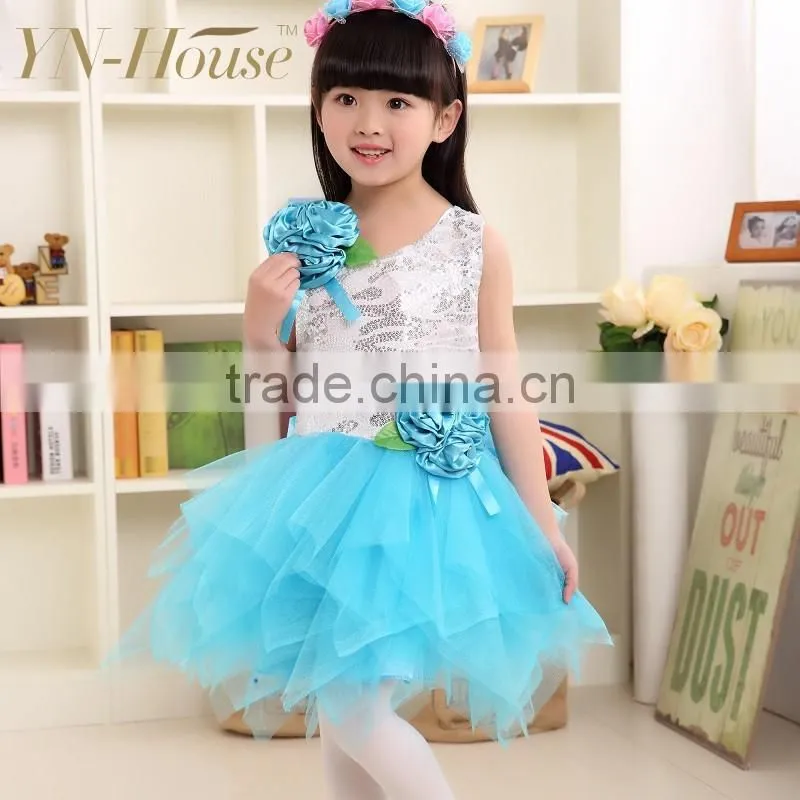 lavender elegant floral patterned short front & long back flower girl dress