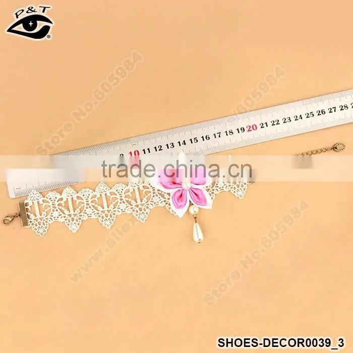 Fashion Feet Chain Flower Designs Lace ribbon Anklets For Young Girl