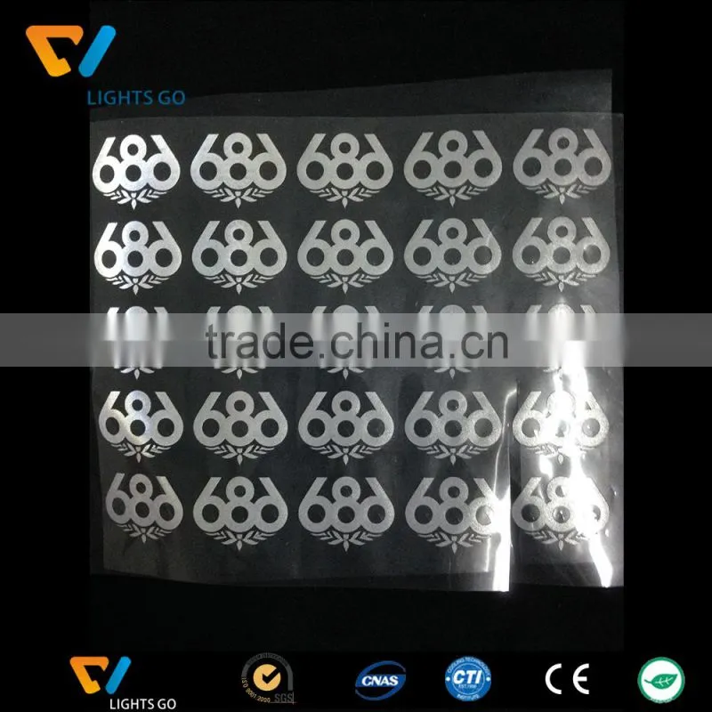 Machine washable decorative reflective vinyl sticker heat transfer on clothes