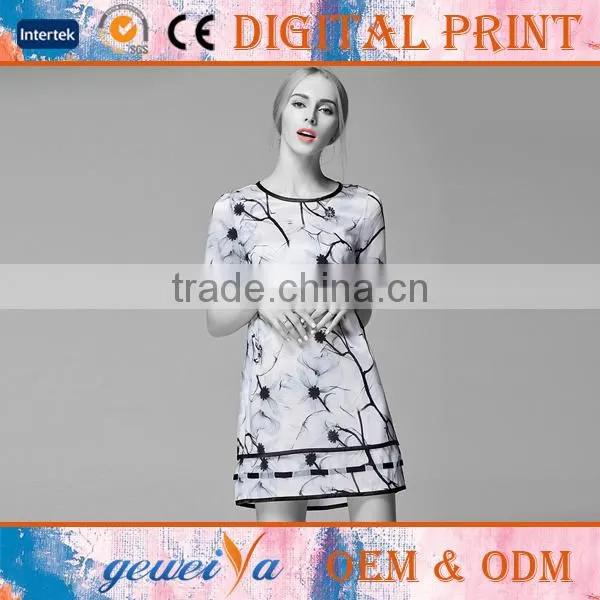 Custom High Quality Digital OEM Printed Silk Wedding Dress