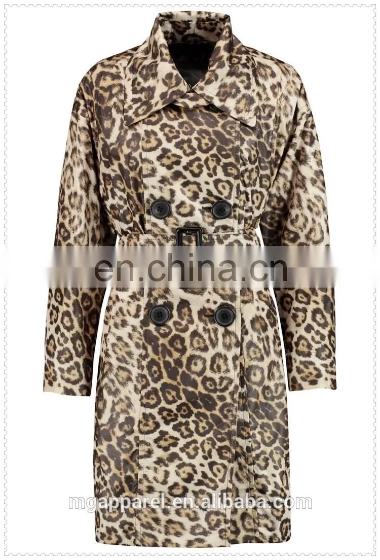 noble fashion women double-breasted animal print feminine winter coat