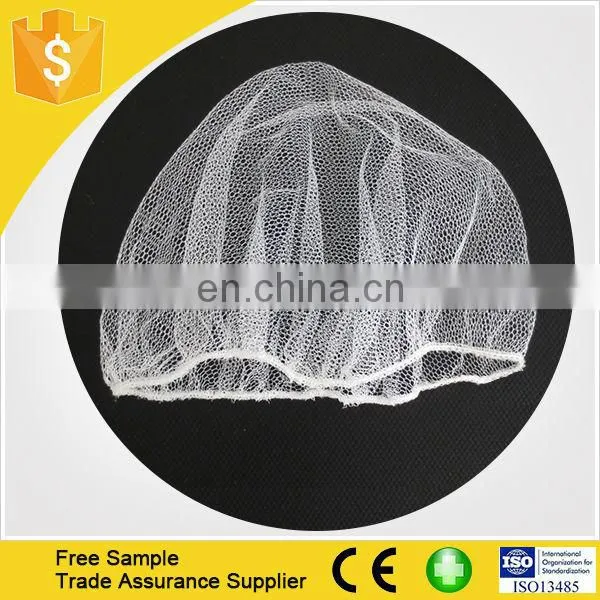 Disposable white nylon hairnet cap