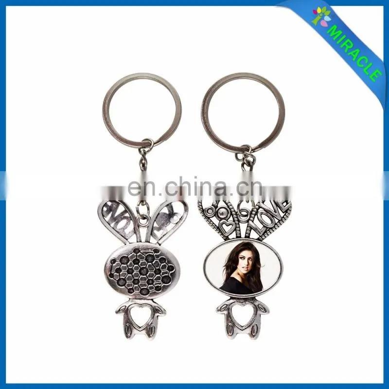 Sublimation Key Shaped roundl Metal Keychain