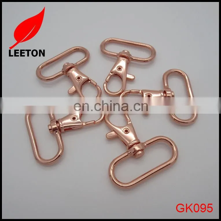 Factory supply 30mm shiny rose gold swivel snap hook