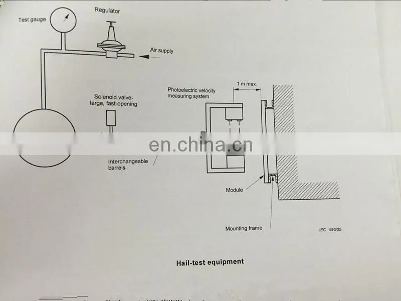 Solal panel infrared test speed sensor Simulate climate Hail Impact resistance testing machine with 6-8bar air pressure