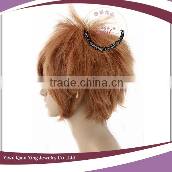 synthetic short brown cosplay short men wig