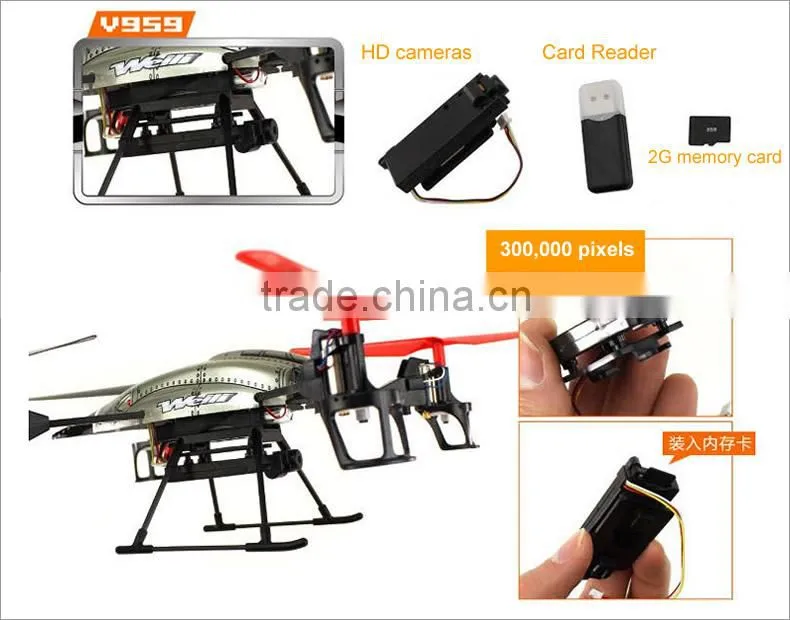 2.4GHz 4CH beetle WL toy v959 of rc parrot drone with camera, gyro,3D RC UFO