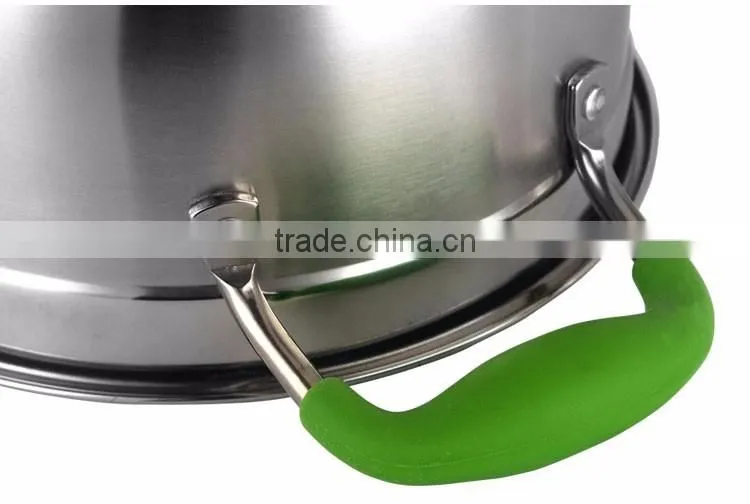 Best quality 6pcs stainless steel capsulated induction color silicone handle cookware set