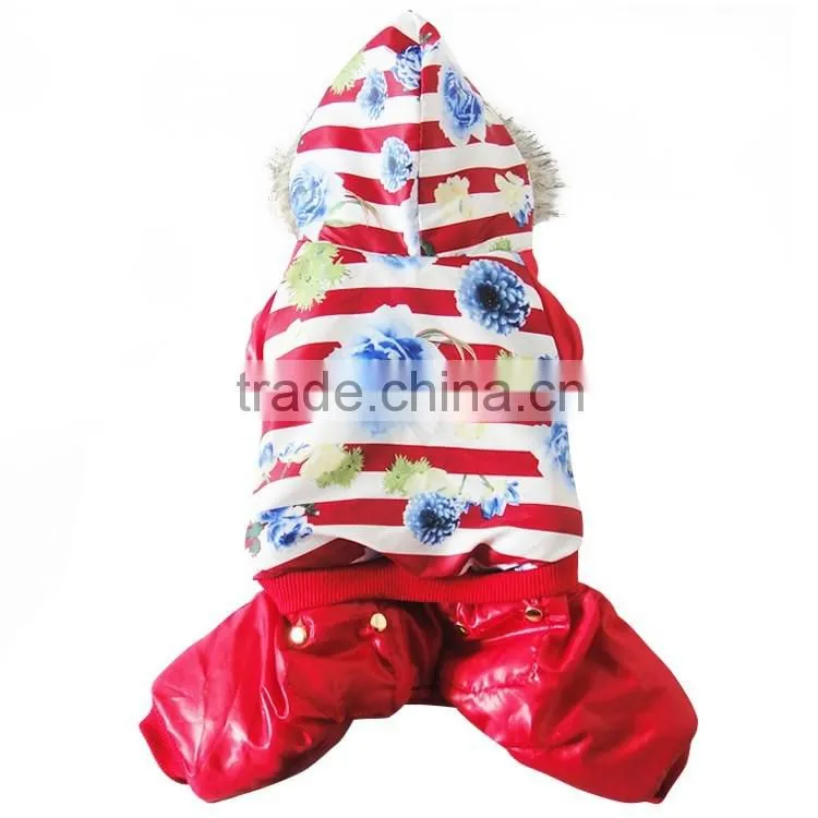 Luxury fur flower cotton Red dog clothes