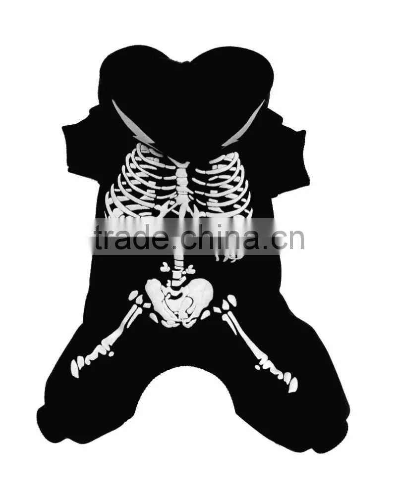 Wholesale Luminous shock dragon Spring Autumn Fleece skeleton Pattern Black Dog Clothing Pet Clothes