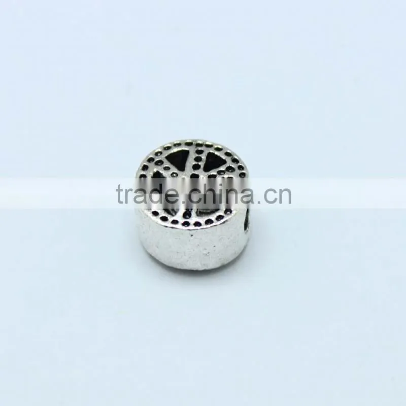 Wholesale Peace Symbol Shape Zinc Alloy Slider Beads with Round Hole for Bracelets