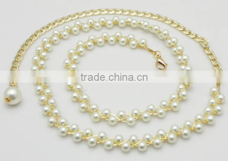 Summer New Belt Chain Lady Decorate Belt Chain, White Pearl Slimming Belt Chain