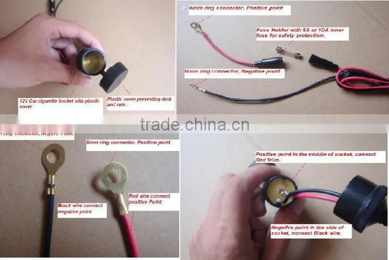 12v power outlet socket with inline fuse wire lead for motorcycle/ATV/Carvavan