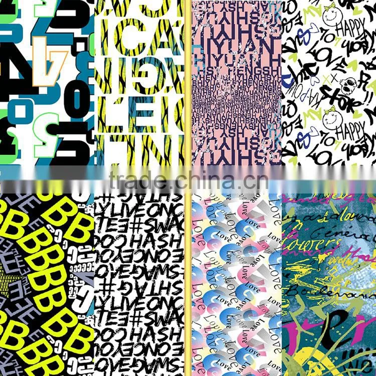 Colorful letters figures design printing swimwear fabric /Printed nylon spandex fabric for underwear