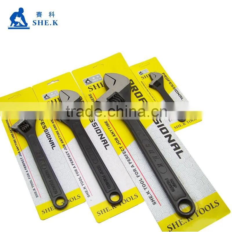 Black carbon steel handle adjustable wrench