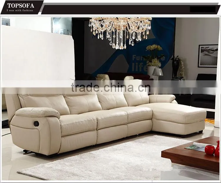2015 Hot sell L shaped leather sofa with recliner for living room