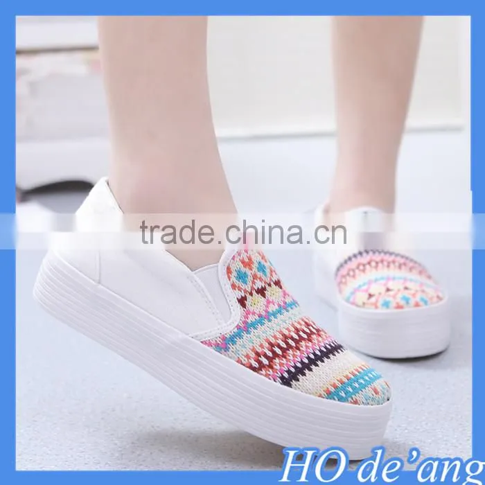 Hogift 2016 hot selling women canvas shoes white casual girls shoes wholesale MHo-182