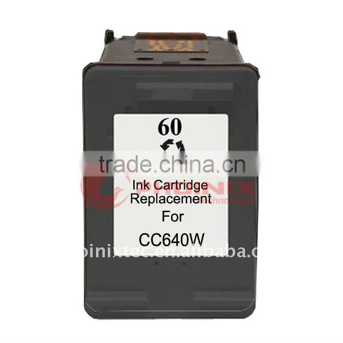 Replacement Ink Cartridge Remanufactured for HP 60 BK, CC640W