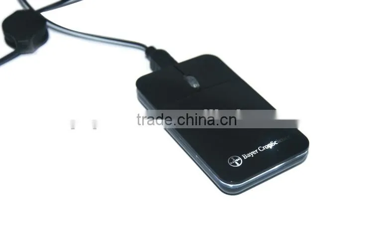 USB wired LED logo flat credit card gift slim mouse