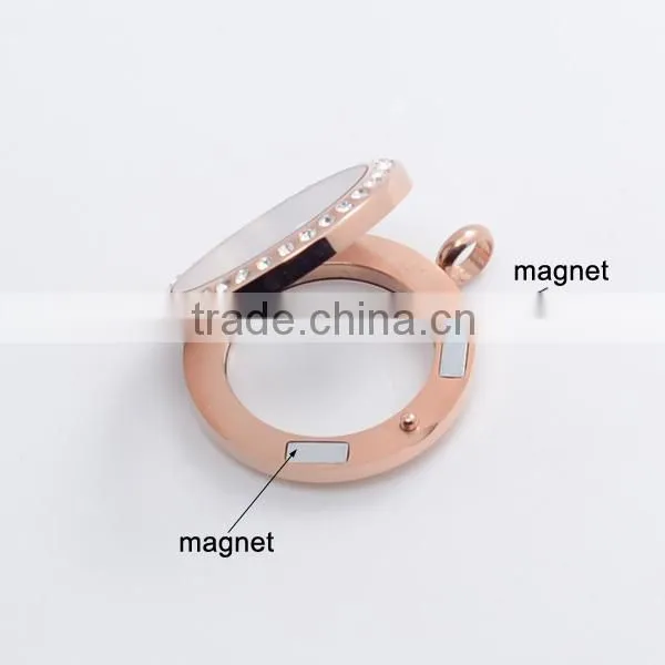 Crystal round 20mm/25mm/30mm stainless steel magnectic jewelry floating glass lockets